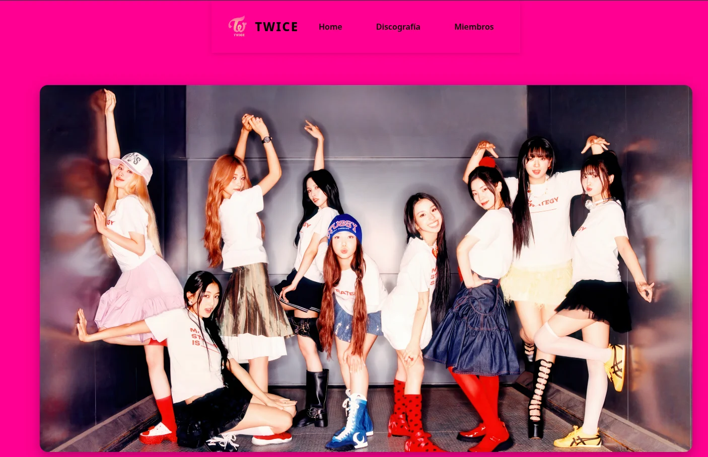 Vista previa del fansite dedicado a TWICE